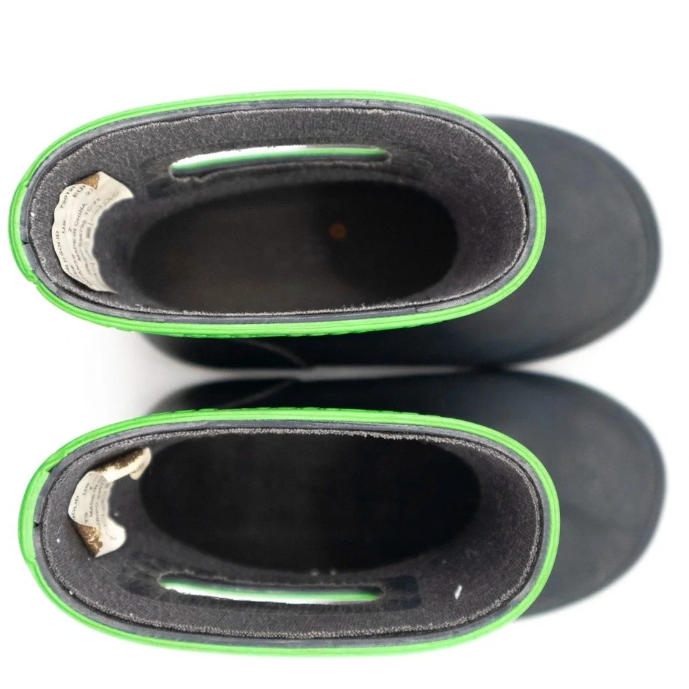 Bogs Kids Rain Boots Infant Size 7 Black Green Waterproof Pull On Boots